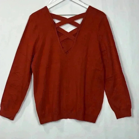 Love Ellie Womens Sweater Rust XL Pullover Long Sleeves Lattice Pattern Stylish - Picture 8 of 11